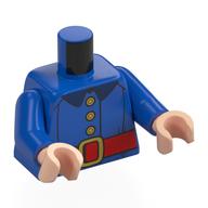 Torso, Jacket, Yellow Buttons, Wide Red Belt, Gold Belt Buckle print, Blue Arms, Light Nougat Hands Blue