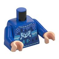 Torso, Christmas Sweater, Pixie, Present print, Blue Arms, Light Nougat Hands Blau