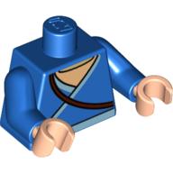 Torso Robe with Light Blue Trim and Belt, Brown Strap / Boomerang on Back Print, Blue Arms, Light Nougat Hands Blau