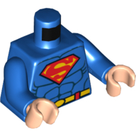 Torso Muscles, Belt and Red and Yellow Superman Logo Print, Blue Arms, Light Nougat Hands Blau