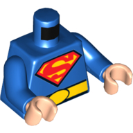 Torso Bodysuit, Yellow Belt, Red and Yellow Superman 'S' Logo Print, Blue Arms, Light Nougat Hands Blau