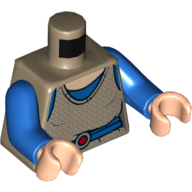 Torso Dress, Blue Undershirt, Blue Sash Belt with Red Buckle Print, Blue Arms, Light Nougat Hands Dunkelbeige