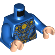 Torso Armor, Dark Blue Panels, Ornate Gold Trim Print, Blue Arms, Light Nougat Hands Blau