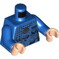 Torso Layered Sweater with Dark Blue Design Print, Blue Arms, Light Nougat Hands Blue