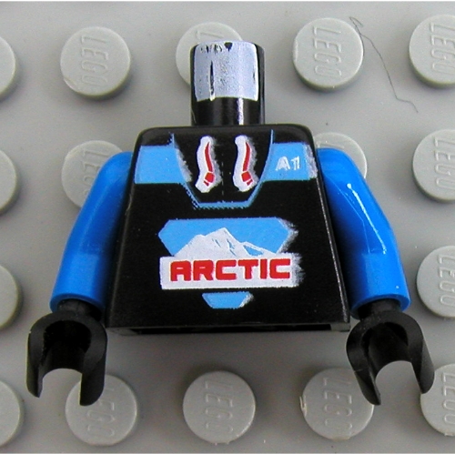 Torso Hoodie with Large Arctic Logo and 'A1' Print, Blue Arms, Black Hands Black