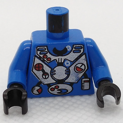 Torso Armor, Silver Diving Suit with Gauges and Buttons Print (Hydronaut), Blue Arms, Black Hands Blue