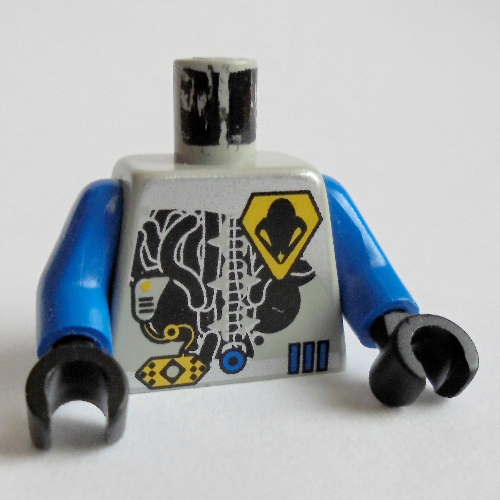Torso UFO Yellow Insignia & 3 Blue Bars Print, Blue Arms, Black Hands Hellgrau