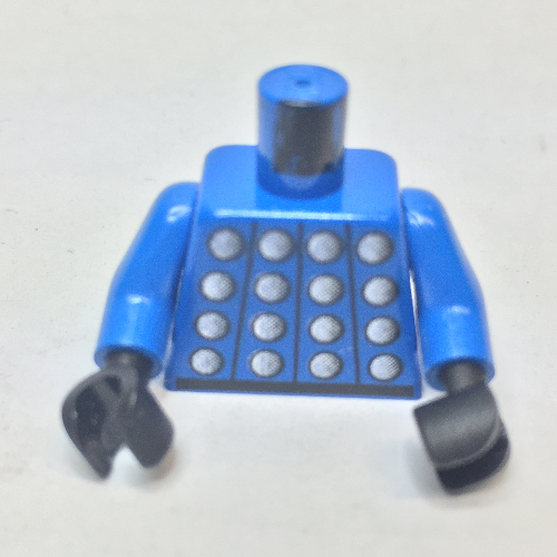 Torso Soccer Jersey, Studded Armor / '1' on Back Print, Blue Arms, Black Hands Blue