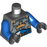 Torso Armor with Gold Crown Print, Blue Arms, Black Hands Dunkelblaugrau
