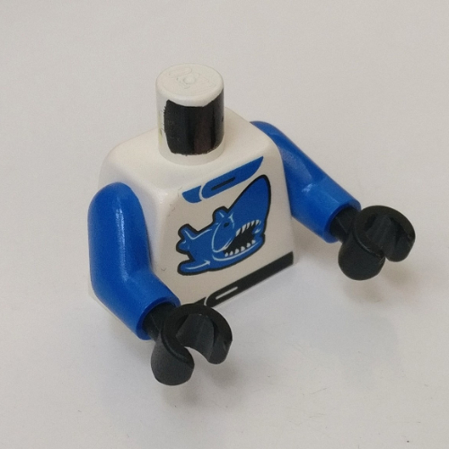 Torso Racing Jacket, Blue Shark Print, Blue Arms, Black Hands in 