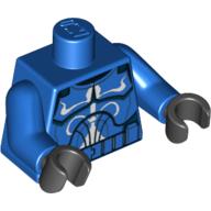 Torso Armor Clone Trooper with White Senate Commando Captain Markings Print, Blue Arms, Black Hands Blau