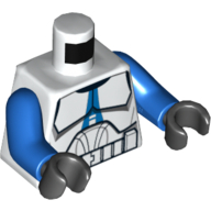 Torso Armor with Blue 501st Legion Markings Print (Clone Wars), Blue Arms, Black Hands White
