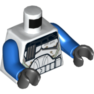 Torso Armor with Black Collar, Dirt Stains Print (Captain Rex Clone Wars), Blue Arms, Black Hands White