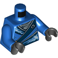 Torso Robe with Silver Buckles and Lightning Power Emblem Print, Blue Arms, Black Hands Blau