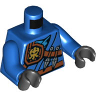 Torso Robe with Belt, Knife, Scabbard and Lightning Power Emblem Print, Blue Arms, Black Hands Blue