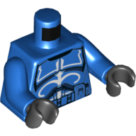 Torso Armor Clone Trooper with White Senate Commando Captain Markings with Belt with Pockets Print, Blue Arms, Black Hands Blue