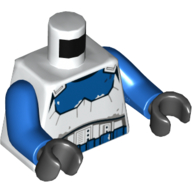 Torso Armor with Blue Chest and Belt Print (Stormtrooper), Blue Arms, Black Hands Weiß