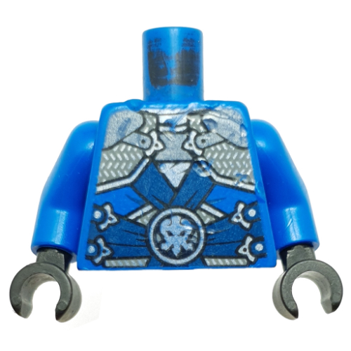 Torso Armor over Robes, Dark Blue Straps, Silver Plates, Clasps and Lightning Emblem Print, Blue Arms, Black Hands Blau
