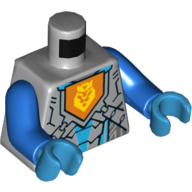 Torso Armor with Silver and Dark Azure Panels, Orange Pentagon Emblem with Yellow Crowned Lion Print, Blue Arms, Dark Azure Hands Light Bluish Gray