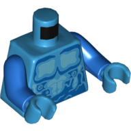 Torso Bare Chest, Dark Blue and Medium Blue Water Marks Print, Blue Arms, Dark Azure Hands Dark Azure