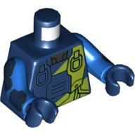 Torso Space Suit, Lime Paint Print, Blue Arms with Dark Blue Panels Print, Dark Blue Hands Dunkelblau