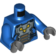 Torso Armor, Silver Chest Plate with Straps and Nova Corps Markings Print, Blue Arms, Dark Bluish Gray Hands Blau