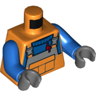 Torso Overalls, Pen, Pocket, Blue Sweater Print, Blue Arms, Dark Bluish Gray Hands Orange
