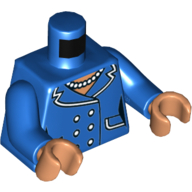 Torso Suit Jacket with Lapels, Pockets, Buttons and Pearl Necklace Print (Mayor McCaskill), Blue Arms, Nougat Hands Blue