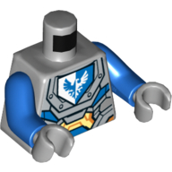 Torso Armor, Circuitry, White/Blue Falcon on Shield Print, Blue Arms, Light Bluish Gray Hands Hellblaugrau