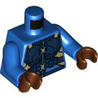 Torso Armor, Dark Blue Chest Plate, Tan Straps, Silver Zipper and Clasps Print, Blue Arms, Reddish Brown Hands Blue