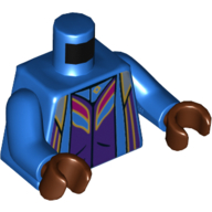 Torso Robe, Gold Trim, Dark Purple Undershirt print, Blue Arms, Reddish Brown Hands Blau