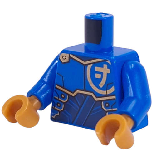 Torso, Gold Asian Symbol, Gold/Dark Blue Armor print, Blue Arms, Pearl Gold Hands Blau