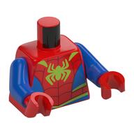 Torso Bodysuit, Blue Sides and Waist, Dark Red Webbing, Lime Spider Print (Spider-Man), Blue Arms, Red Hands Red