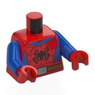 Torso, Spider-Man, Black Spider, Webbing, Blue Panels print, Blue Arms, Red Hands Red