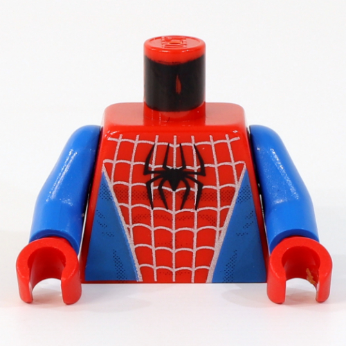 Torso Bodysuit, Blue Sides, Silver Webbing and Black Spider Print (Spider-Man), Blue Arms, Red Hands Rot