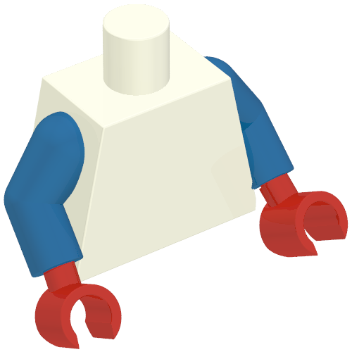 Torso Armor with Red and White Belt, Light Bluish Gray Armor, and White Star Print (SDCC Captain America), Blue Arms, Red Hands White
