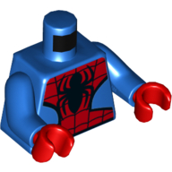 Torso Bodysuit, Black Webs and Large Spiders Print (Spider-Man), Blue Arms, Red Hands Blue