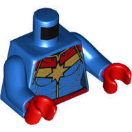 Torso Jacket with Red Collar and Waist, and Gold Star Print, Blue Arms, Red Hands Blue