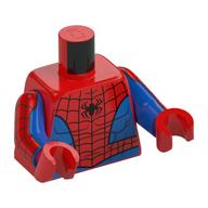 Torso Muscles, Blue Sides and Waist, Webbing, Black Spider Print (Spider-Man), Blue Arms with Webbing Print, Red Hands Rot