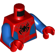 Torso Bodysuit, Blue Sides and Waist, Webbing, Black Spider Print (Spider-Man), Blue Arms, Red Hands Rot