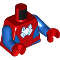 Torso Bodysuit, Blue Sides and Waist, Dark Red Webbing, White Spider Print (Spider-Man), Blue Arms, Red Hands Rot