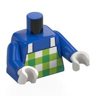 Torso, White/Lime/Green Checkered Apron print, Blue Arms, White Hands Blau