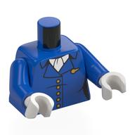 Torso, Air Hostess Uniform, White Collar, Gold Insignias print, Blue Arms, White Hands Blau