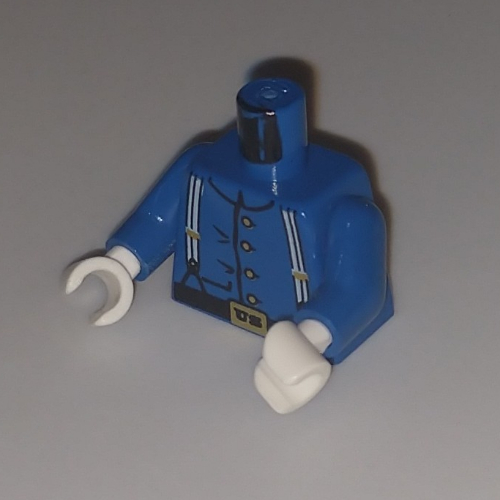 Torso Jacket, Cavalry Uniform, 4 Buttons, Suspenders Print, Blue Arms, White Hands Blau