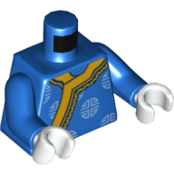 Torso Robe with Gold Trim and White Circle Decorations Print, Blue Arms, White Hands Blau