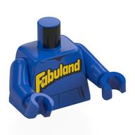 Torso, Yellow 'FABULAND' print, Blue Arms and Hands Blau
