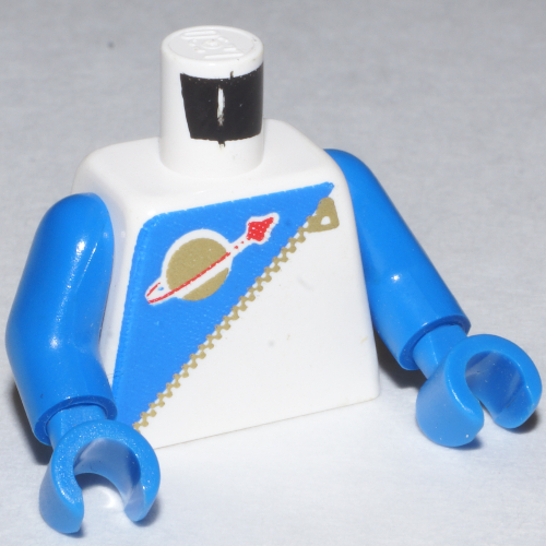 Torso Classic Space Logo, Futuron Blue Print, Blue Arms and Hands White