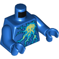 Torso Azure and Lime Lightning Energy Print, Blue Arms and Hands Blue