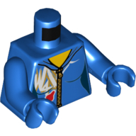 Torso Jumpsuit with Zipper, White and Gold Markings and Classic Space Logo Print, Blue Arms and Hands Blue