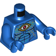 Torso Gold Eye and Circuitry, Red Iris, Dark Azure Highlights, Black Muscle Lines Print, Blue Arms and Hands Blue